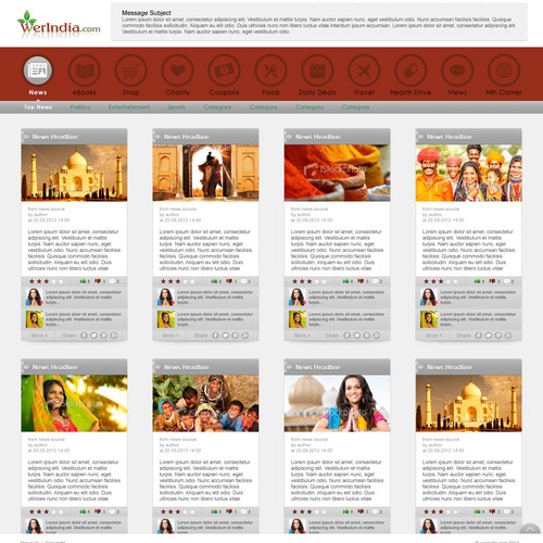 News website with the title 'Website design for an Indian news portal'