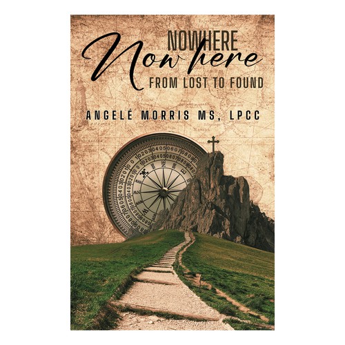 Path design with the title 'Nowhere to Now Here – Faith-Based Book Cover Design'