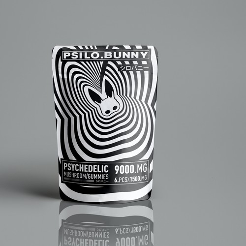 Gummy packaging with the title 'Psychedelic's Psilo Bunny'