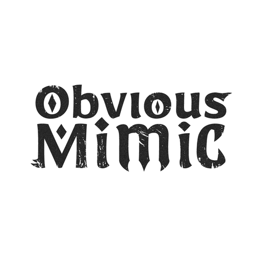 Role playing game logos logo with the title 'Proposed Lettermark for Obvious Mimic'
