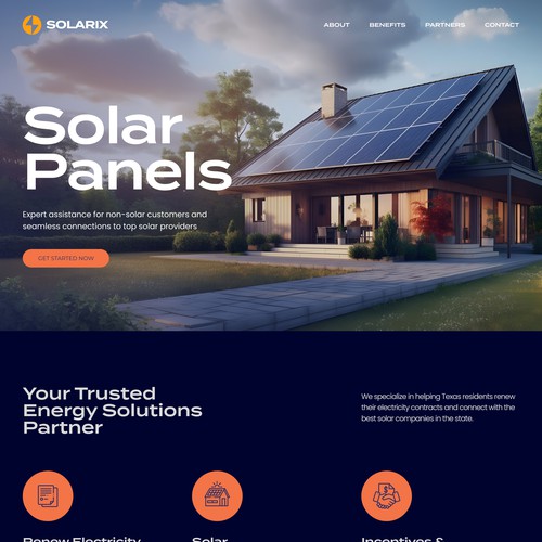 Design with the title 'Modern website for Solar Panels Company'