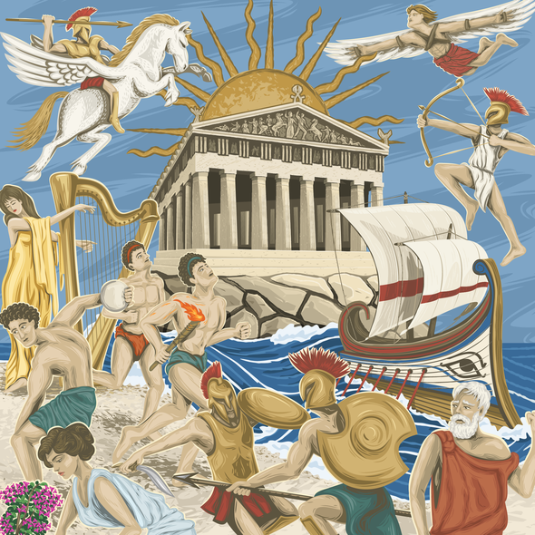 Sea t-shirt with the title 'Ancient Greece Illustration'