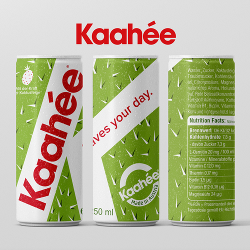 Energy drink label with the title 'Prickly Pear Can Design'