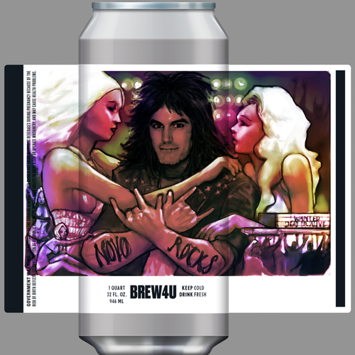Rock artwork with the title 'Finalist for custom illustrated beer can label'