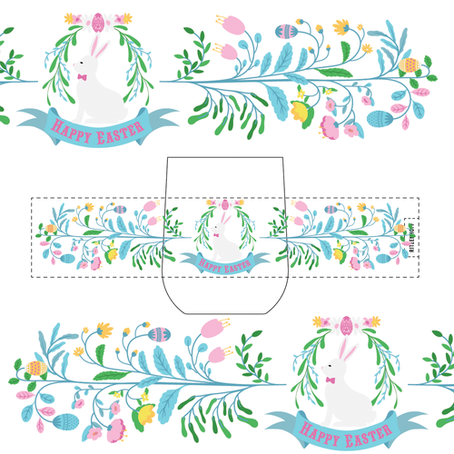 Glass artwork with the title 'Easter theme illustration for glass'