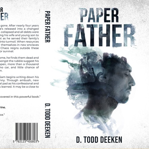 Watercolor book cover with the title 'Paper Father'