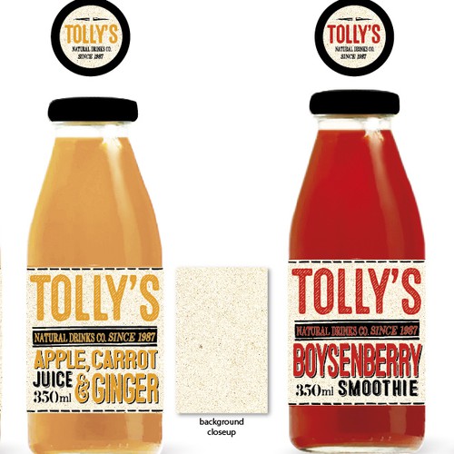 Fresh label with the title 'Tolly's natural drinks'