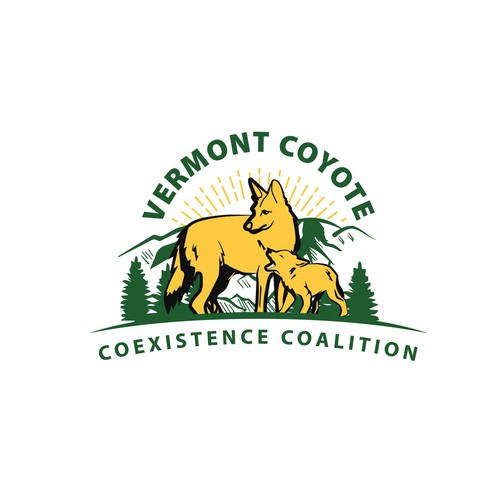 Coyote design with the title 'Design a logo to save America's native dog'