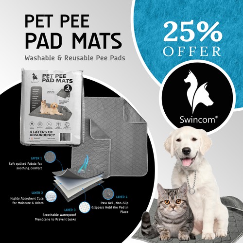 Instagram ad design with the title 'Pet Pee Pad mats'