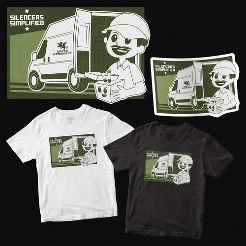 Sticker illustration with the title 'Silencers Simplified - Tee Design & Sticker'