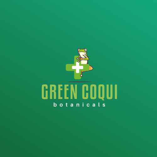 Frog logo with the title 'Green Coqui Botanicals - Logo'