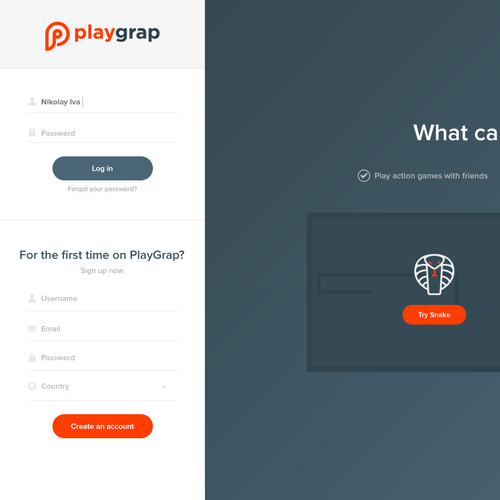 Game website with the title 'Webdesign for a revolutionary Game Community!'