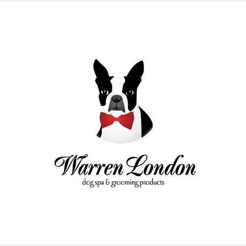 Bulldog design with the title 'Signature Line For Dog Spa and Grooming Products!'