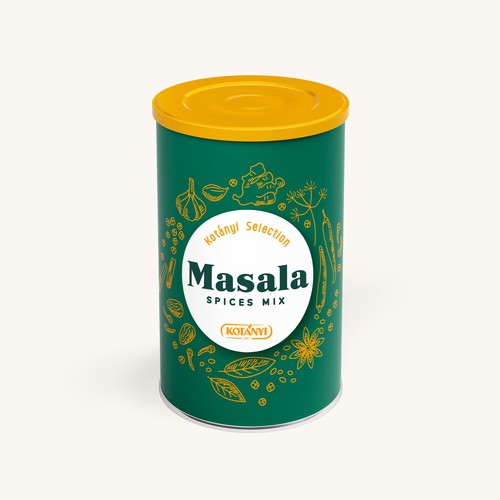 Spice packaging with the title 'Spice tin packaging'