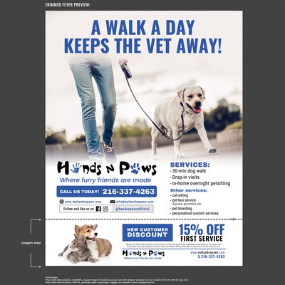 Flyer for Dog walking / Pet care service company