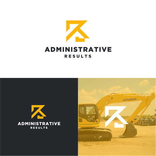 Earth mover logo with the title 'Letter A + R + Excavator'