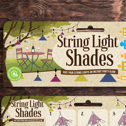 Luxury packaging with the title 'String Light Shades'