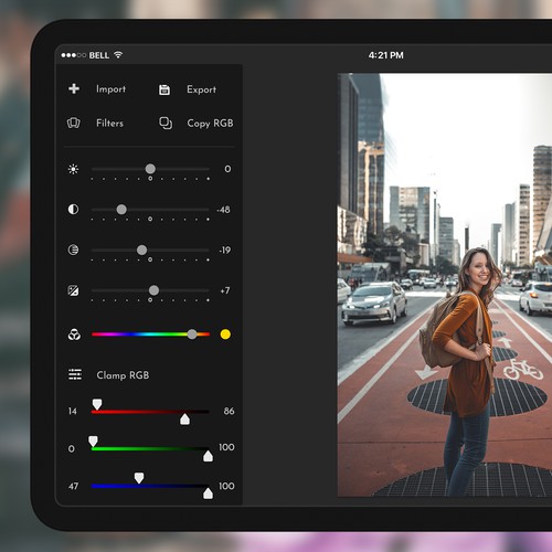 UI design with the title 'iPad photo editting'