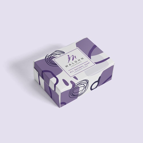 Purple packaging with the title 'Natural Lavender Soap Bar'
