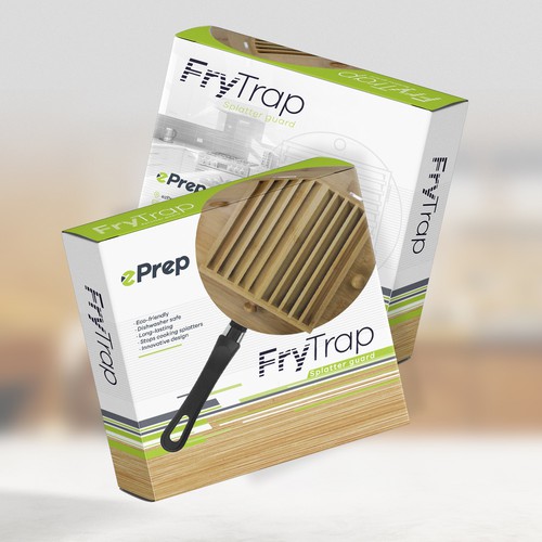 Bamboo design with the title 'FryTrap package box and logo'