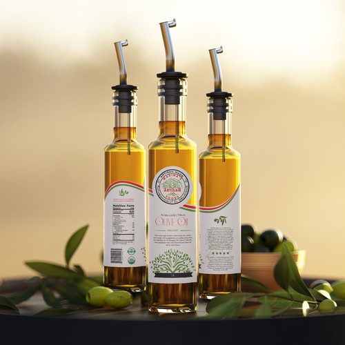 Mockup label with the title 'Olive Oil Bottle Label Design'