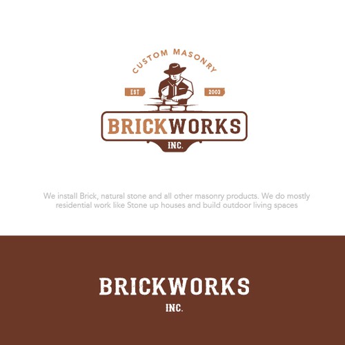 Brick design with the title 'Custom Masonry winning contest logo'