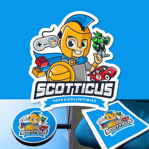Cartoon brand with the title 'Toys Store Logo'
