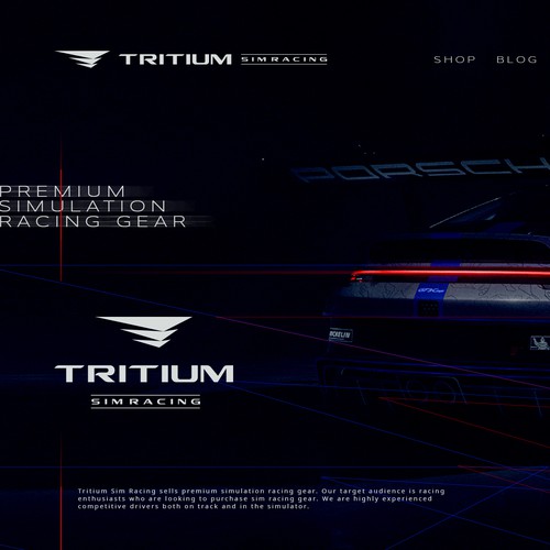 Race car design with the title 'TRITIUM SIM RACING'