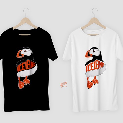 Puffin design with the title 'Puffin shirt for Iceland tourism '