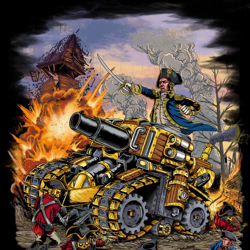 Detailed t-shirt with the title 'george washington steampunk edition'