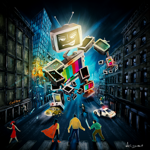 TV design with the title 'Robot TV '