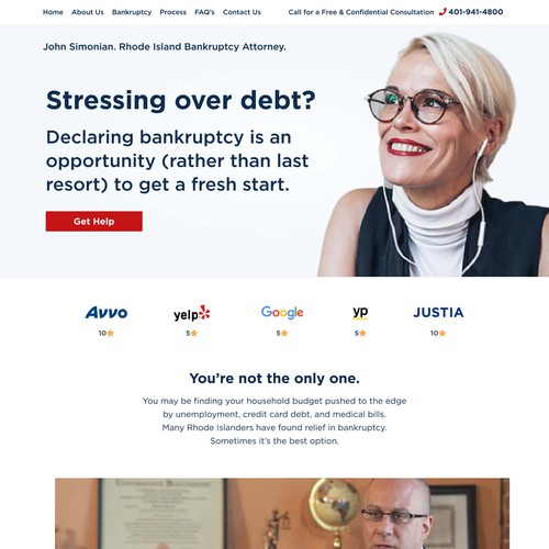 Red website with the title 'Fresh Start Website for Bankruptcy Lawyer'