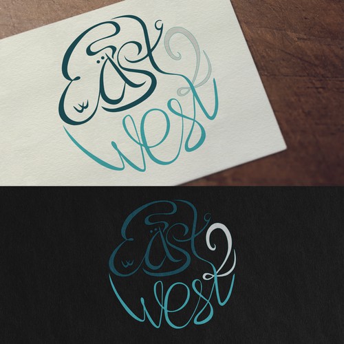 Brush pen design with the title 'Logo for a restaurant "East 2 West"'