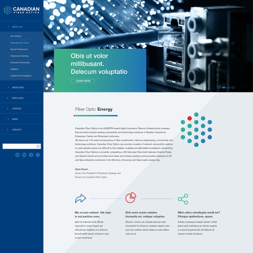 Optical design with the title 'Website for Canadian Fiber Optics Corp.'