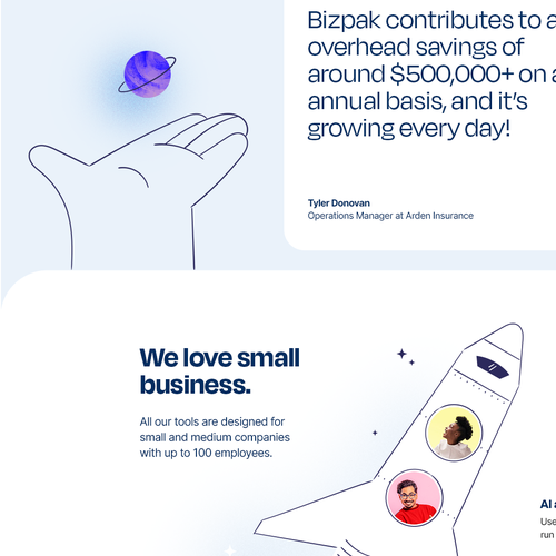 Bootstrap design with the title 'Bizpak homepage design and bootstrap code'