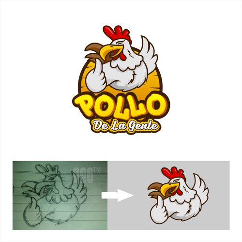 Digital art logo with the title 'pollo de lagente'