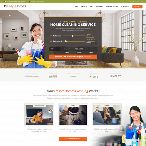 Yellow website with the title 'Desert Homes Cleaning'