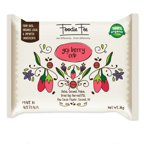 Flavor design with the title 'Package for orbs(bliss balls)'