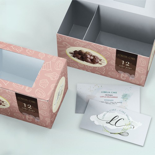 Cake packaging with the title 'Cake box design'