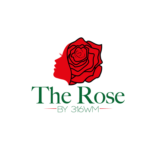 Woman face logo with the title 'The Rose'