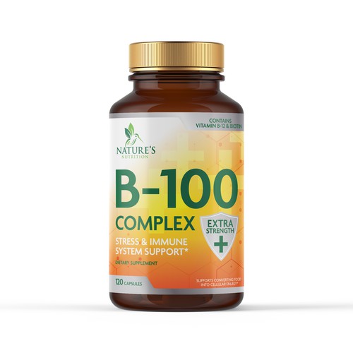 Pharmaceutical label with the title 'Stress & immune supplement'