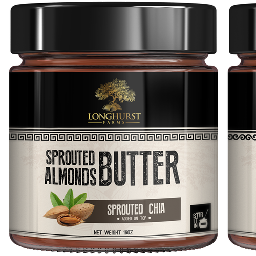 Jar packaging with the title 'Almond butter'