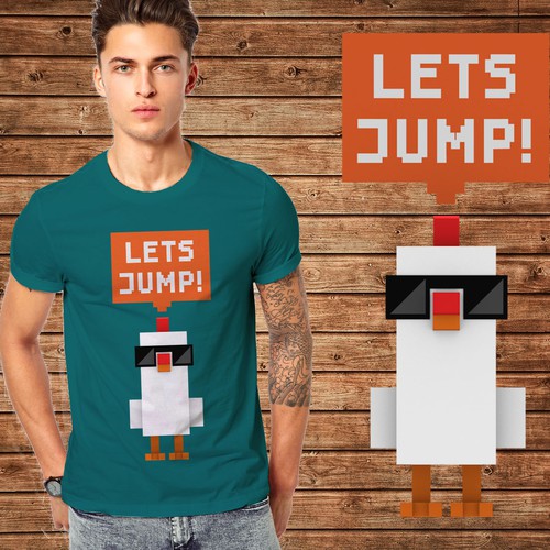 Game illustration with the title 'tees design for crossy road merch'