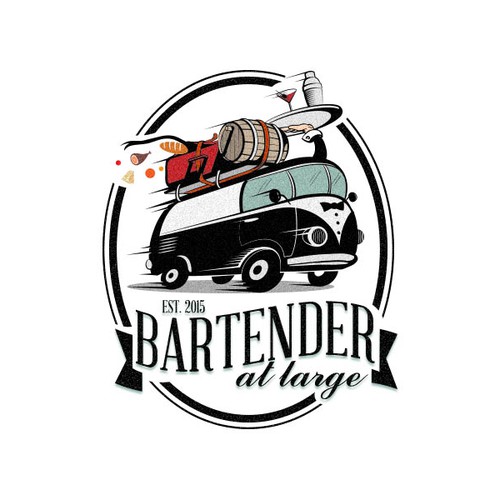 Van design with the title 'Bartender at large'