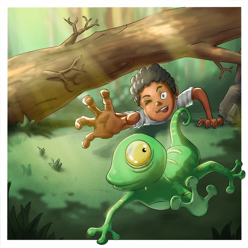 Whimsical illustration with the title 'Illustration for children's book'