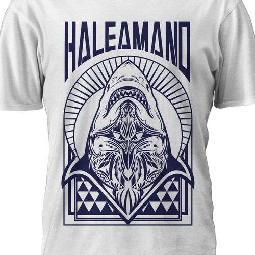 Ornamental design with the title 'Haleamano band T-shirt'