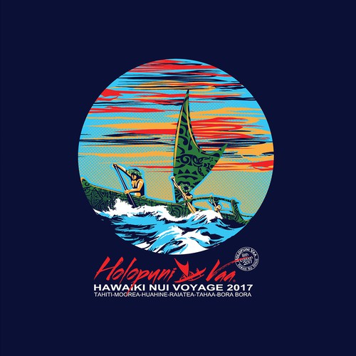 Polynesian design with the title 'Holopnni Vaa Hawaiki Nui Voyage 2017'