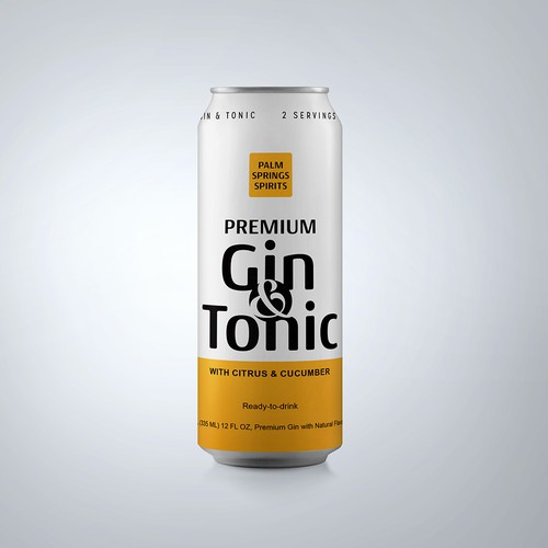 Orange label with the title 'Palm Spring Can Package opt#4'