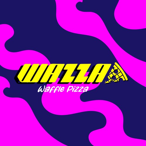 Funky logo with the title 'Wazza Waffle Pizza'