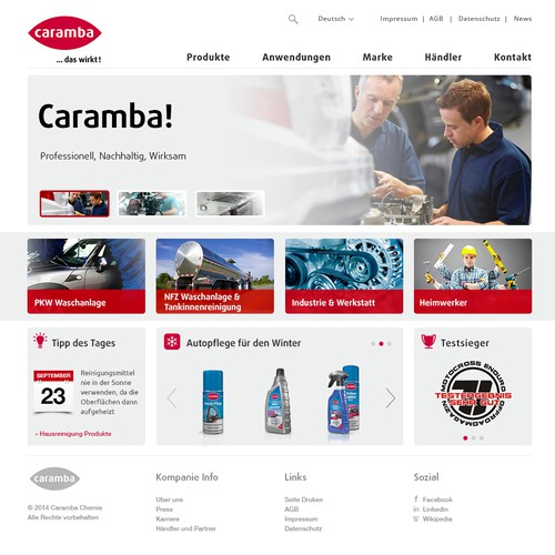 Auto design with the title 'Webseiten Layout für eine "Marke des Jahrhunderts"'